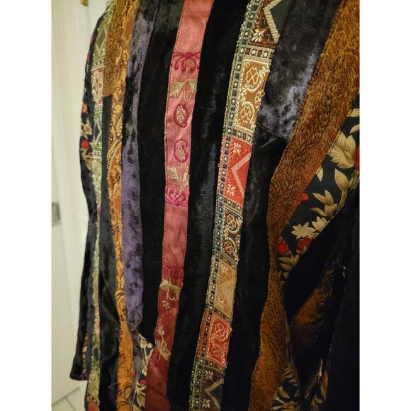 Coldwater Creek Art To Wear Patchwork Velvet Sequin Blazer Jacket Womens Large - Picture 5 of 8